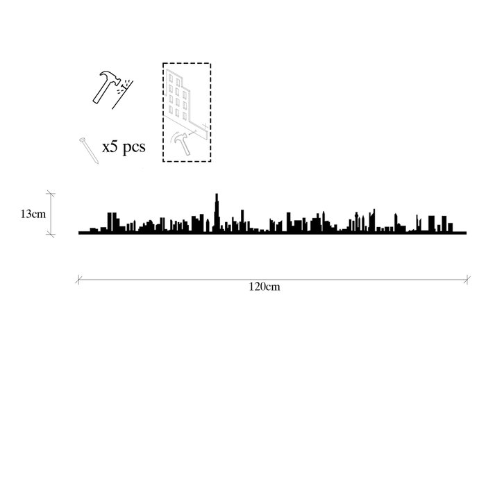Wallity Dubai Skyline Escultura de Pared de Metal Negra
